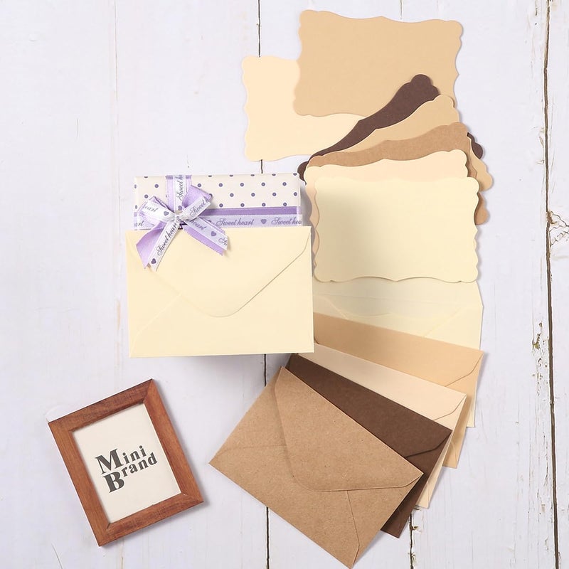 Toperd 100 Pack Mini Envelopes with Note Cards in 5 Colors for Wedding, Birthday, Baby Showers, 4 x 2.7 Inches (Brown) - Image 5